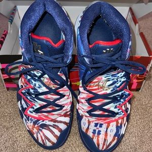 Kyrie Basketball Shoes (red white & blue tie dye)